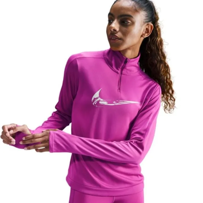 Nike T-shirt Et Manches Longues Running^Swoosh Heathered Half Zip Midlayer Rose