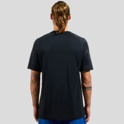 Odlo T-shirt Et Manches Longues Running^Essential Print T-Shirt Crew Neck Noir