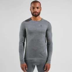 Odlo T-shirt Et Manches Longues Running^Merino 200 BL Top Crew Neck L/S Gris