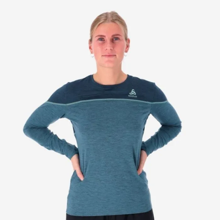Odlo T-shirt Et Manches Longues Running^Top Crew Neck Long Sleeve Perfomance Bleu
