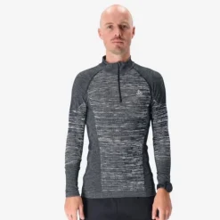 Odlo T-shirt Et Manches Longues Running^Top Turtle Neck Long Sleeve ½ Zip Noir