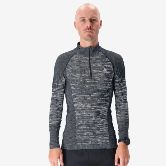 Odlo T-shirt Et Manches Longues Running^Top Turtle Neck Long Sleeve ½ Zip Noir