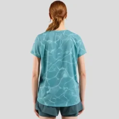 Odlo T-shirt Et Manches Longues Running^Zeroweight Chill-Tec Print T-Shirt Crew Neck Vert