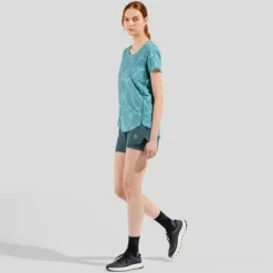 Odlo T-shirt Et Manches Longues Running^Zeroweight Chill-Tec Print T-Shirt Crew Neck Vert