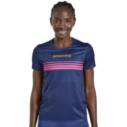 Saucony T-shirt Et Manches Longues Running^Elite Short Sleeve Bleu