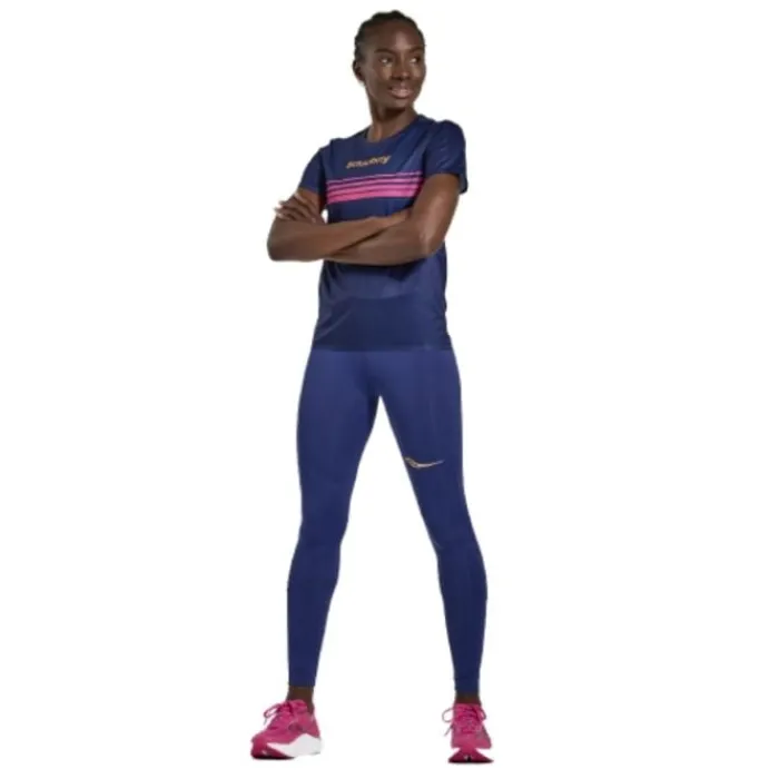 Saucony T-shirt Et Manches Longues Running^Elite Short Sleeve Bleu