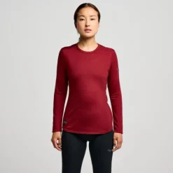 Saucony T-shirt Et Manches Longues Running^Peregrine Merino Long Sleeve Rouge