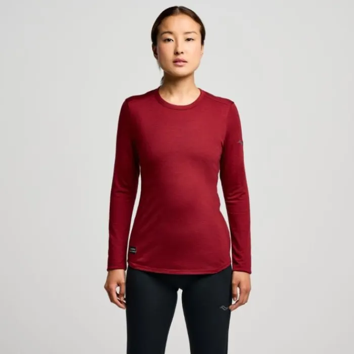 Saucony T-shirt Et Manches Longues Running^Peregrine Merino Long Sleeve Rouge