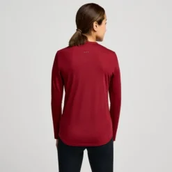 Saucony T-shirt Et Manches Longues Running^Peregrine Merino Long Sleeve Rouge