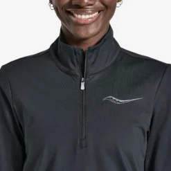 Saucony T-shirt Et Manches Longues Running^Solstice 1/4 Zip Noir