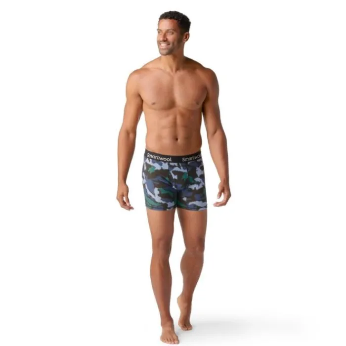 Smartwool Sous Vetement Sport^Merino Print Boxer Breif Boxed Bleu