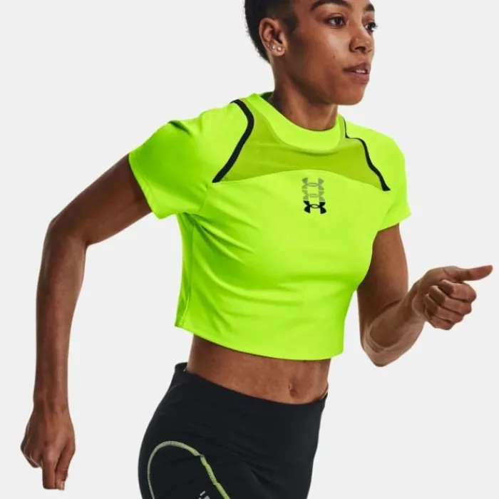 Under Armour T-shirt Et Manches Longues Running^Run Anywhere Crop SS Jaune