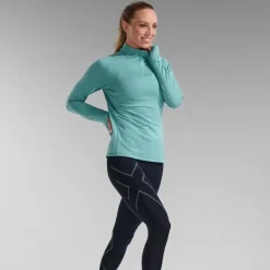2XU T-shirt Et Manches Longues Running^Ignition 1/4 Zip Vert