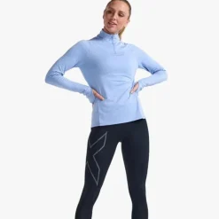 2XU T-shirt Et Manches Longues Running^Ignition 1/4 Zip Bleu