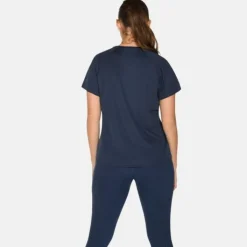 Zebdia T-shirt Et Manches Longues Running^Chest Print Sports SS Tee Bleu
