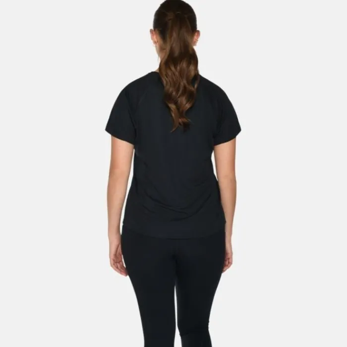 Zebdia T-shirt Et Manches Longues Running^Chest Print Sports SS Tee Noir