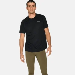 Zebdia T-shirt Et Manches Longues Running^Chest Print Sports SS Tee Noir